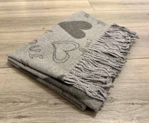 Soft I Love You Heart Design Cashmere Blend Reversible Winter Warm Scarf Shawl - Picture 10 of 32