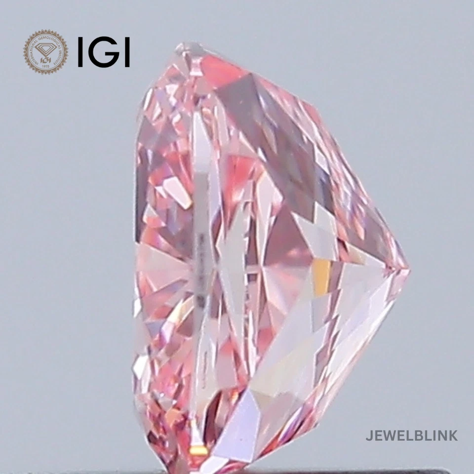 IGI Certified 0.77 Carat Fancy Vivid Pink VS1 Cushion Cut CVD Lab Grown Diamond - Image 2 of 4