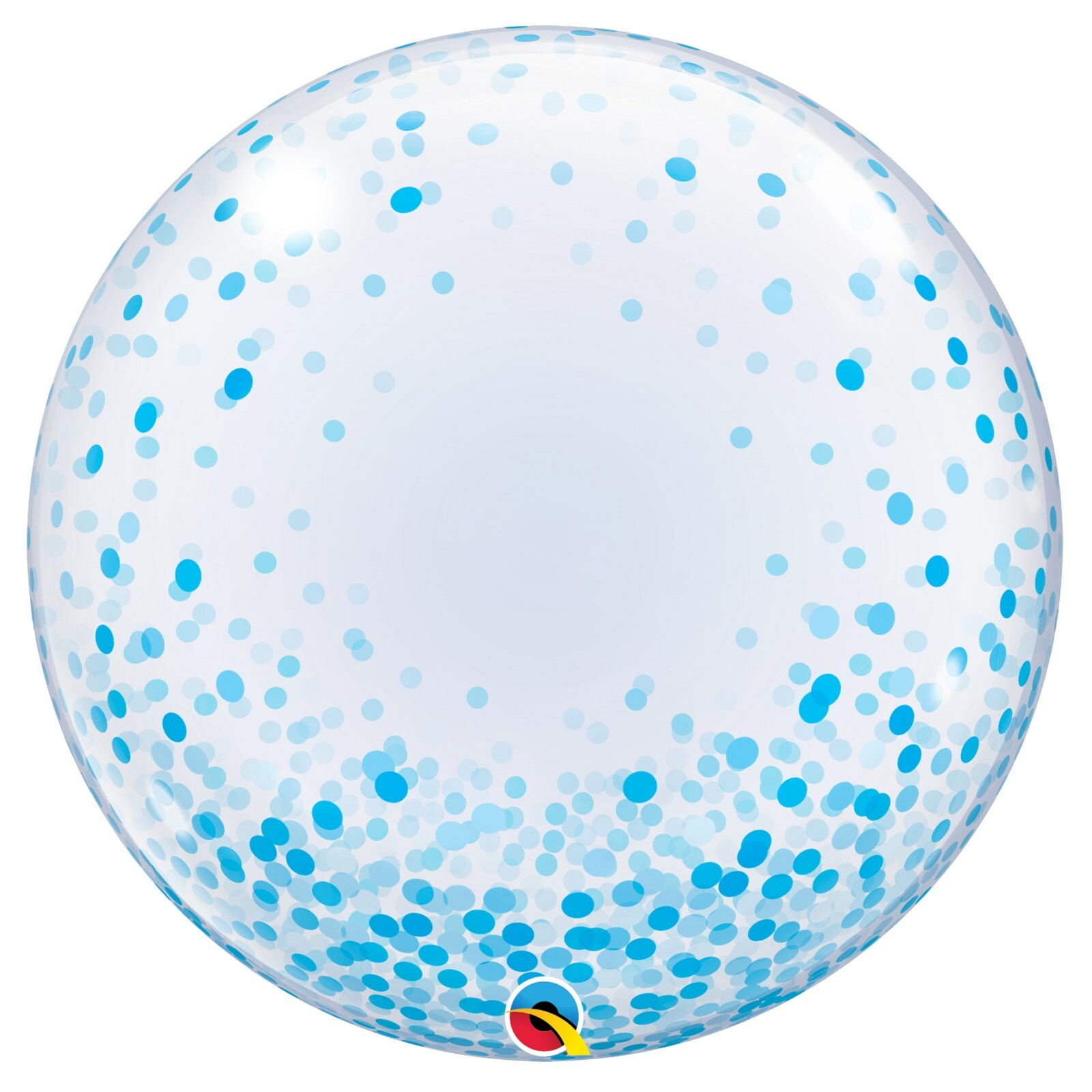 Qualatex Deco Bubble Stretchy Clear Balloon BLUE CONFETTI Dots Helium