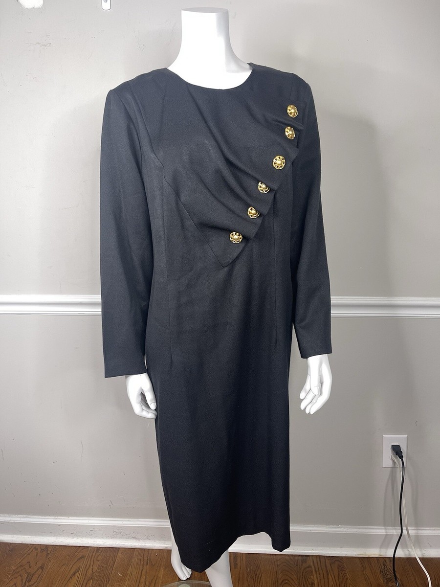 Vintage K.T Mckenzie shift Dress Sz 16 W Black gold buttons 1980s mob boss wife | eBay Vintage K.T Mckenzie shift Dress Sz 16 W Black gold buttons 1980s mob boss wife | eBay