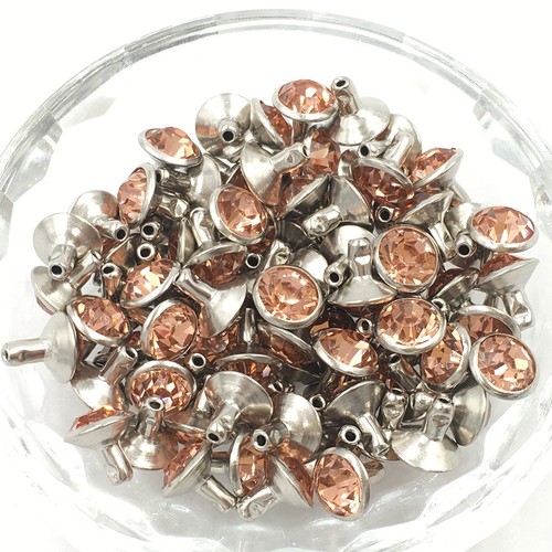 100Set 6/8mm CZ Crystals Rhinestone Rivets Diamond Studs For Leathercraft DIY - Picture 4 of 47