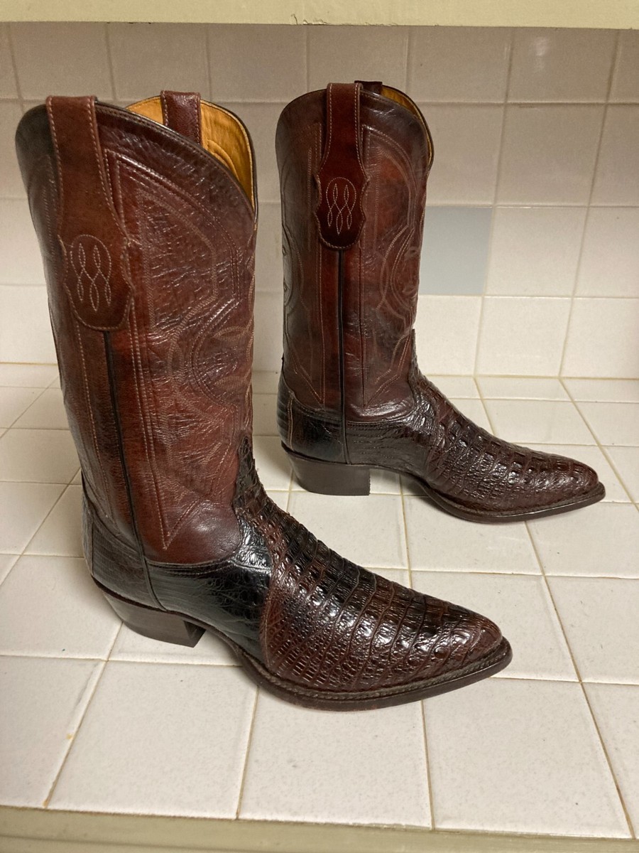 Tony Lama Hornback Lizard USA Leather Cowboy Boots 10.5 D Exotic