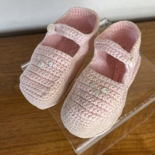Antique Vintage Pale Pink Baby Booties, Hand Crocheted, Girl, Tennessee Estate