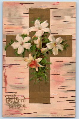 Signed Artist Postcard Easter Holy Cross Lily Flowers Embossed Springfield OH