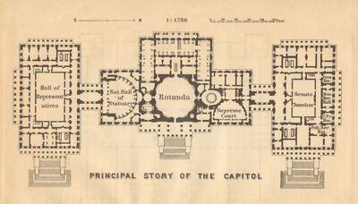CAPITOL Floorplan Washington DC. Senate. Hall of Representatives SMALL 1904 map