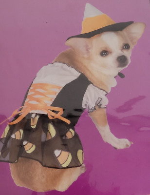 2 Piece Pet Costume Candy Corn Small Size by Holiday Inspirations Hat and Dress
