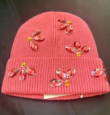 Anthropology Beanie Crystal Embellished Coral | eBay display picture 1