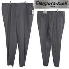 NEW Giorgio De Paoli Gray Super 120's Flat Front Unhemmed Dress Pants Size 52