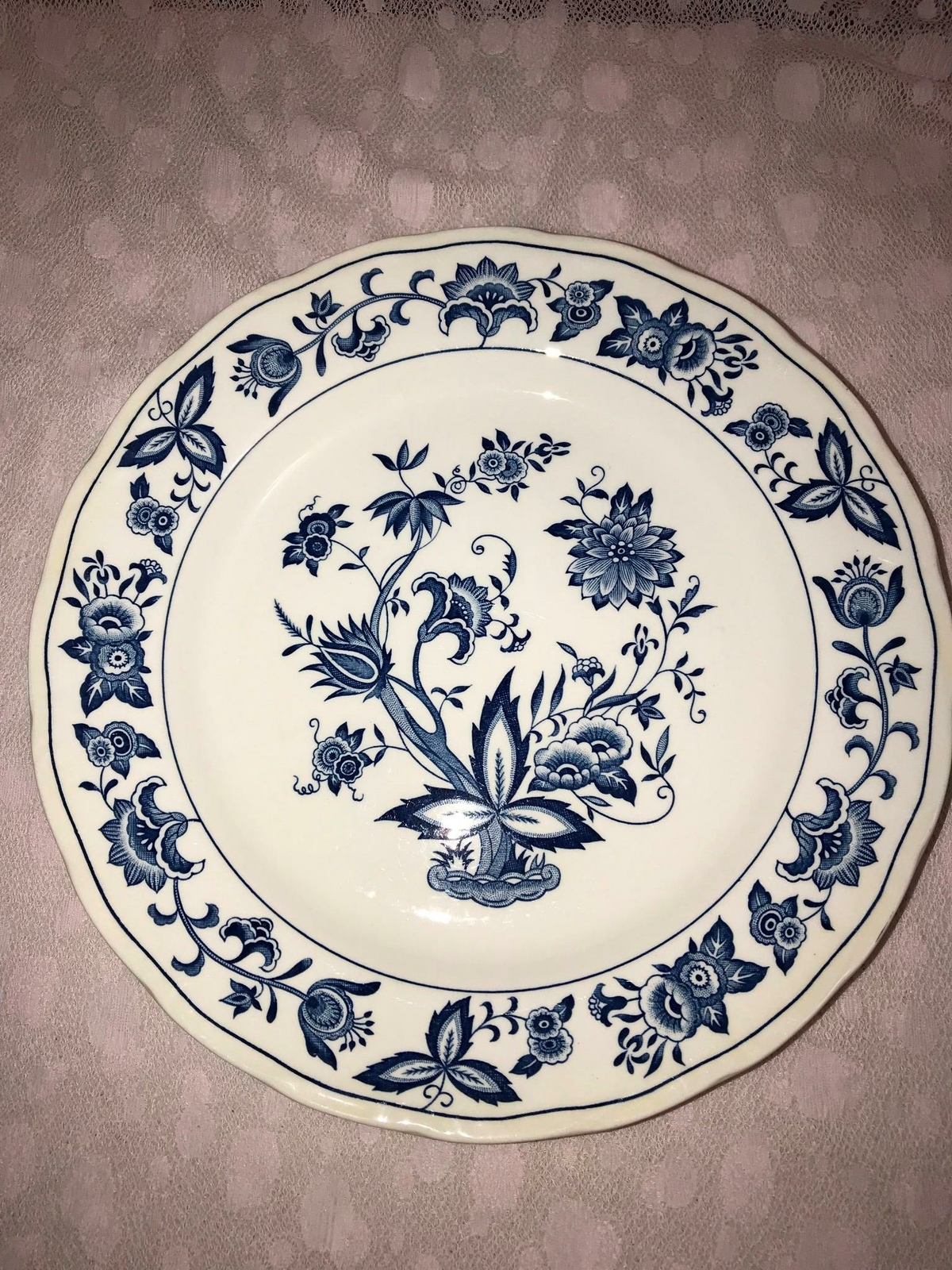 HARMONY HOUSE Blue ironstone blue white dinner plate 10" salad