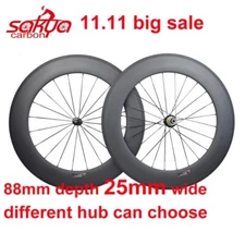 700C Carbon Fiber Road Bike Wheelets Clincher Tubular Bicycle Wheels 88x25mm