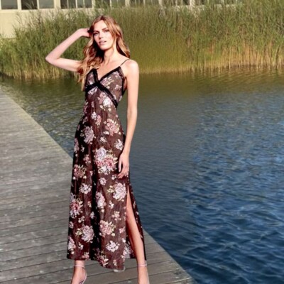 Brock Collection x H&M Long Lace Slip Lyocell Dark Brown Fitted Dress sz S | eBay Brock Collection x H&M Long Lace Slip Lyocell Dark Brown Fitted Dress sz S | eBay