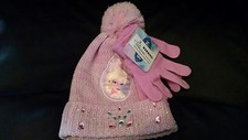 Disney Frozen Elsa Child Pink Knit Hat Glove Set
