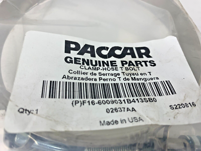 Genuine Paccar F166009031B413SB0 T-Bolt Hose Clamp Kenworth T680