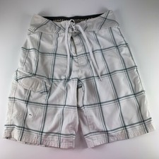 Mossimo Sz 30 Swim Lined Trunks Board Shorts Wear White Plaid