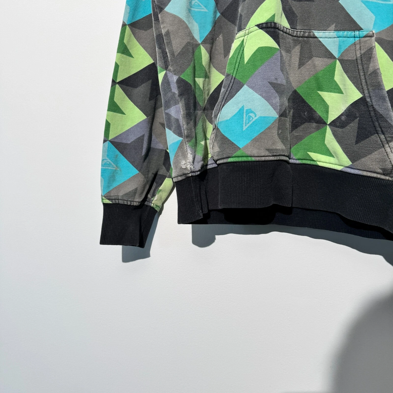 GUCCI Felpa con cappuccio Quiksilver unisex taglia S cotone multicolore con stampa verde grigio regular