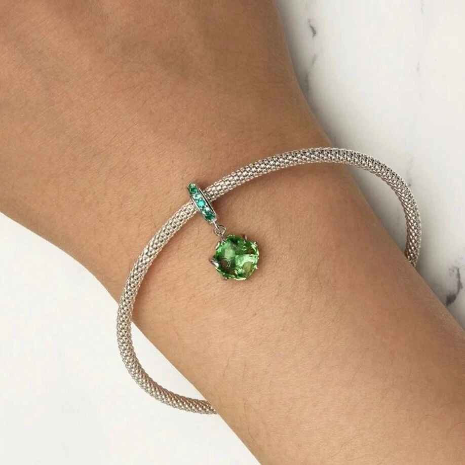 grüner Charm Anhänger Silber S925 Geschenk Damen Gliederarmband - Bild 2 von 4