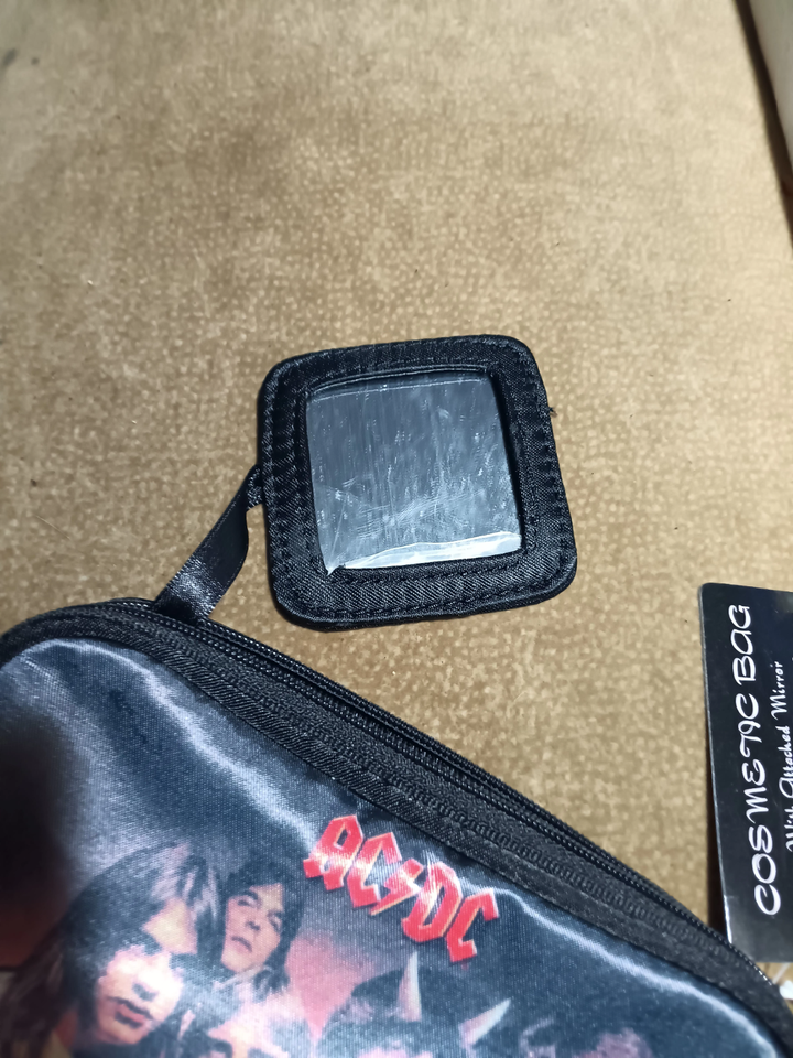 AC DC makeup bag with attached mini mirror zippered mint | eBay
