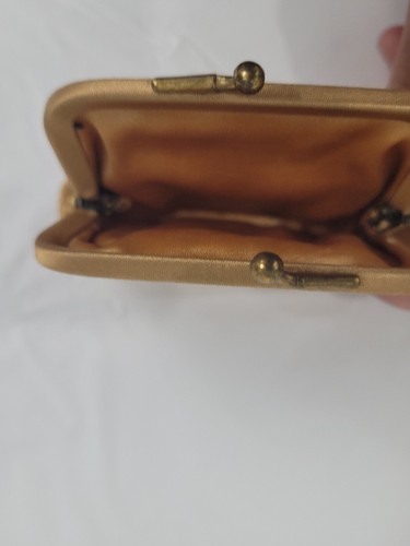Vintage Ingber Gold Metallic Floral Brocade Clutch Purse w/ Attached Coin Purse - Picture 4 of 8