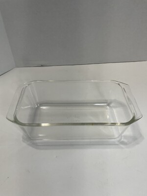 Vintage PYREX 215 B Clear Glass 2 Quart Loaf Pan Baking Dish 9X 5X 3 Bread Cake