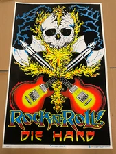 Vintage Scorpio Rock 'N' Roll Die Hard Blacklight Poster #1660 35" x 23" Rolled