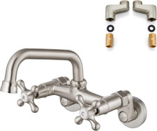 Wall Mounted Faucet Kitchen Brushed Nickel 6 Inch 15Cm Spout Reach Adjustable C