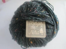Berger Du Nord Wool Green Yarn W/ Fleck New
