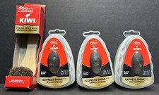 Pack of 3 New Kiwi Express Shine Sponge, Black Noir, with Brush