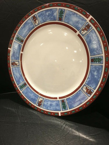 VINTAGE Libbey Christmas Plates 7.5" SNOWMEN Diameter 7-Piece Set - Picture 3 of 5