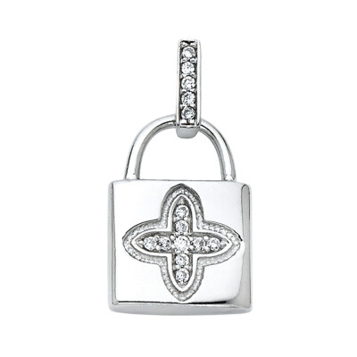 14K Weißgold Zirkonia Schloss Anhänger für Halskette oder Kette