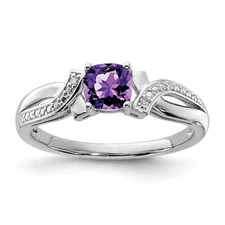 Silver  Amethyst Diamond Ring QR4553AM