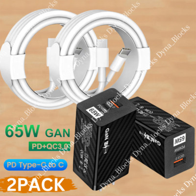 65W GaN USB C Fast Charger PD Type C Power Adapter For Samsung A13 A33 A53 Lot