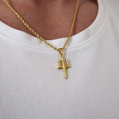 Silver Trident Necklace, Mens Silver Poseidon Trident Pendant, Mens Necklace, - Picture 12 of 12