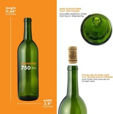 12 Bordeaux Wine Bottles, with Corks 750ml