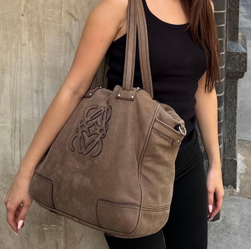 LOEWE Anagram Leather Handbag, Brown #QYHDLO