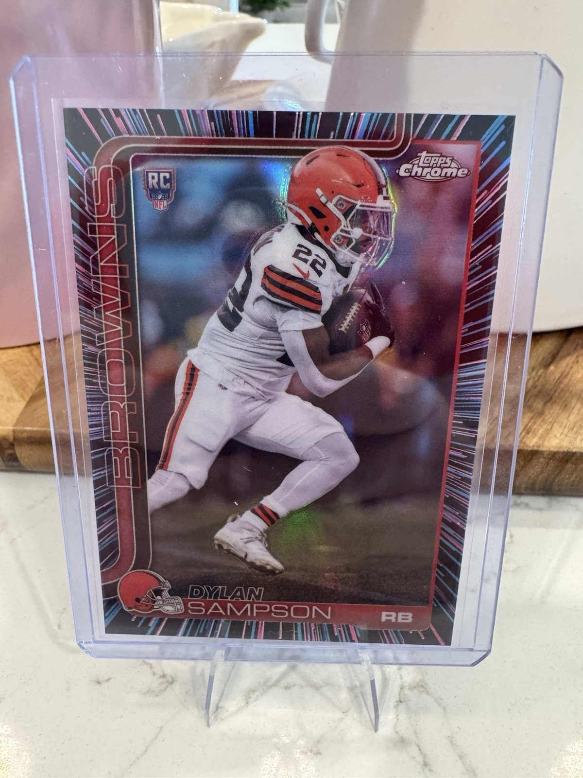 2025 Topps Chrome Football Dylan Sampson Neon Pulse Refractor Browns