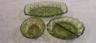 Lot Of 3 Vintage Green Glass Dishes (T2)