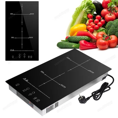 WZTO 3500W Doppio Piano Cottura in Ceramica Vetroceramica Touch Timer, Nero