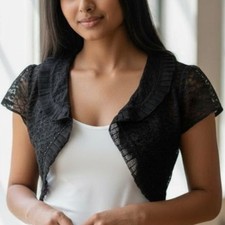 Badgley Mischka Black Lace Shrug Bolero Size 2