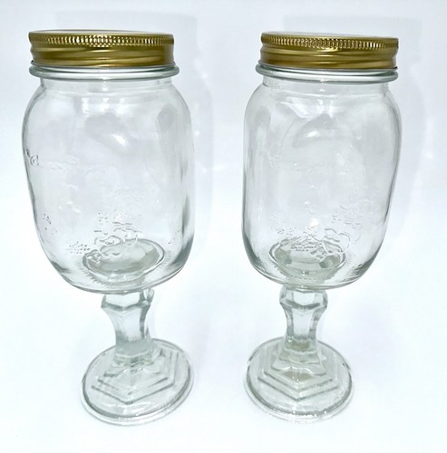 2 Pc New Gibson Boogaloo Mason Jar Wine Glass Drink Set Goblets 17 oz each - Picture 4 of 7