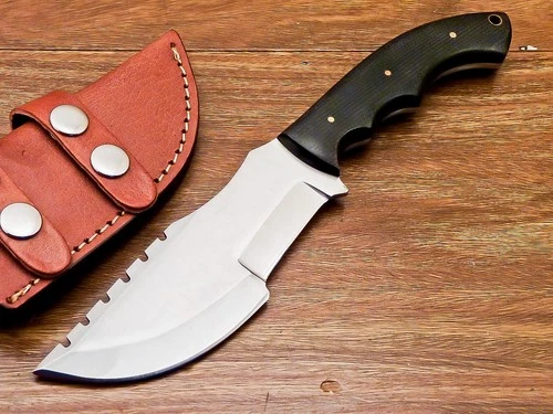 CUSTOM HANDMADE D2 TOOL STEEL BLADE TRACKER HUNTING KNIFE- W/SHEATH, TR-9764