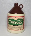 Vintage 1993 Coca-Cola Original Ceramic Cookie Jar Brown Lid Jug