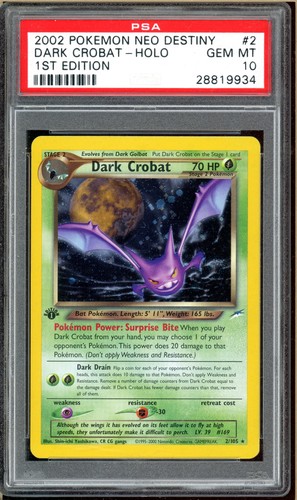 Dark Crobat (1st Edition) graded PSA 10 for sale on eBay
