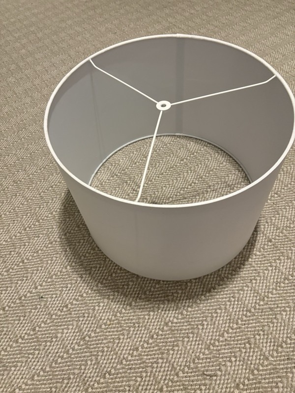White Solid Fabric Metal Drum Lamp Shade 15 in x 10 in