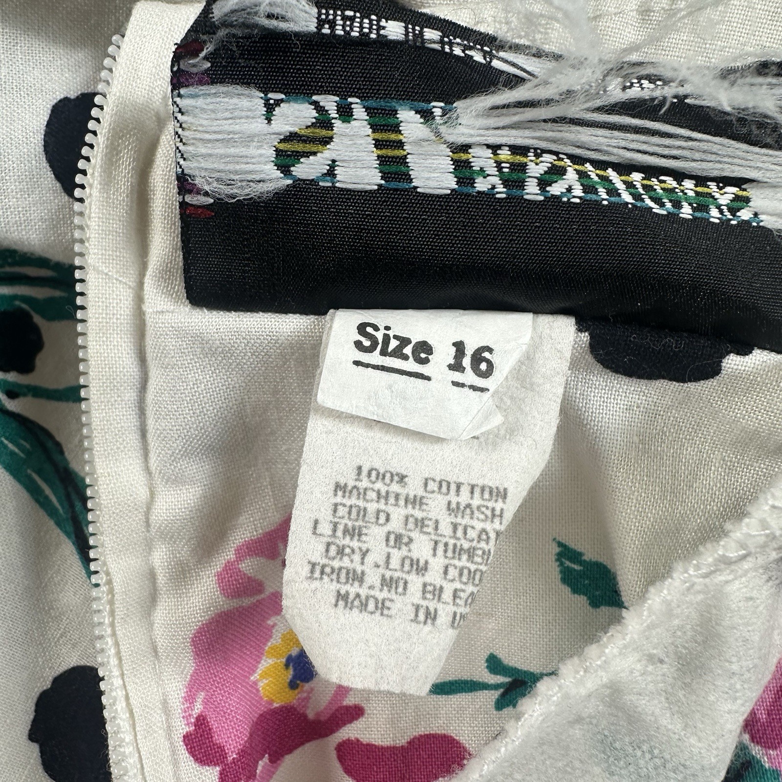 Vtg SL Fashions Dress Size 16 XL Polka Dot Flower Floral Garden Party 80s 90s