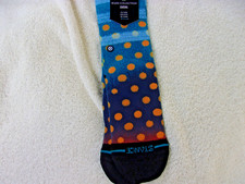 NWT Stance Kids casual socks, L, 3-5.5, Dwayne Wade Collection, crew, blue, dots