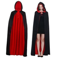 Halloween Vampire Hooded Cape, Unisex Reversible Cloak with Hood Halloween