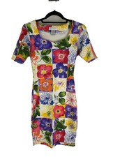 Vintage 90s Streetwear Fairy Dress Womens Small Rainbow Patchwork Floral Pencil