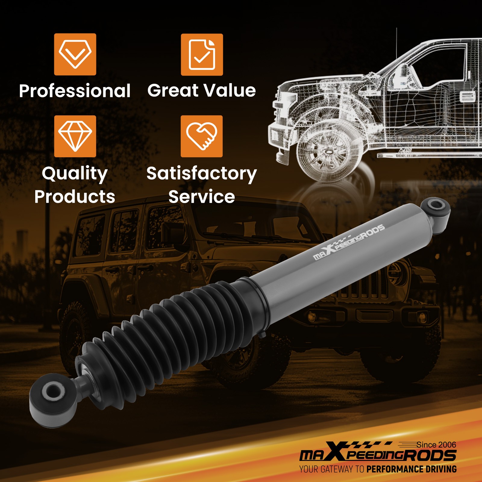 Steering Damper with Dust Boot for Jeep Wrangler JL Gladiator 2018-2025 thumbnail 7