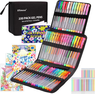 Fountain Pen Ink Best Pen For Doodle Art Efimeso 100 Pack Gel Pens