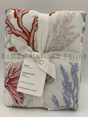 Pottery Barn Sandpoint Reversible Comforter Sham White Multi Euro #J5290